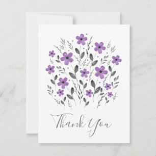 Mauve Gray Five Petal Floral Motif Dankeskarte