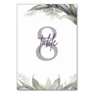 Mauve & Green Floral   Hochzeit Tischnummer