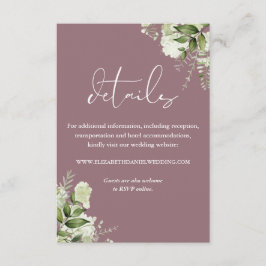 Mauve Greenery Floral Elegante Hochzeiten Details Begleitkarte
