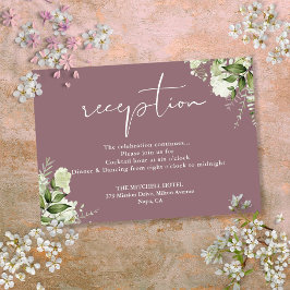 Mauve Greenery Script Wedding Reception Begleitkarte
