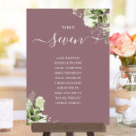 Mauve Greenery Sitzplan Tischnummer<br><div class="desc">Diese eleganten botanischen Blätter mit botanischen Tischnummern können mit den Sitzplätzen der Gäste in schicken Typografie personalisiert werden. Die Karten werden auf der Vorder- und Rückseite gedruckt (doppelseitig). Entwickelt von Thisisnotme©</div>