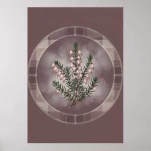 Mauve Heather Tartan Botanisches Oval Poster