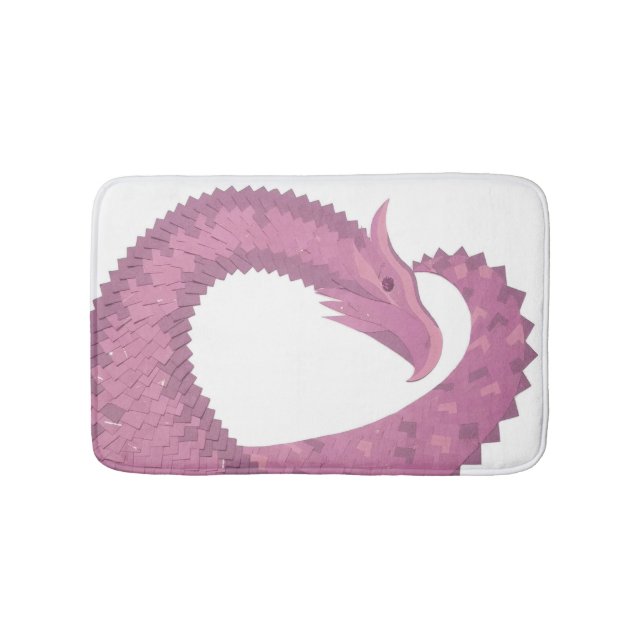 Mauve Herzdrache auf Weiß Badematte (Vorderseite)