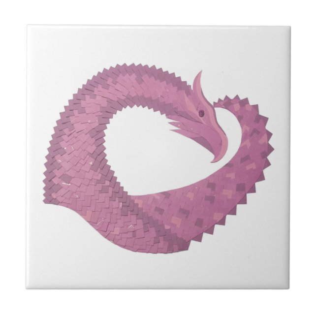 Mauve Herzdrache auf Weiß Fliese (Vorderseite)