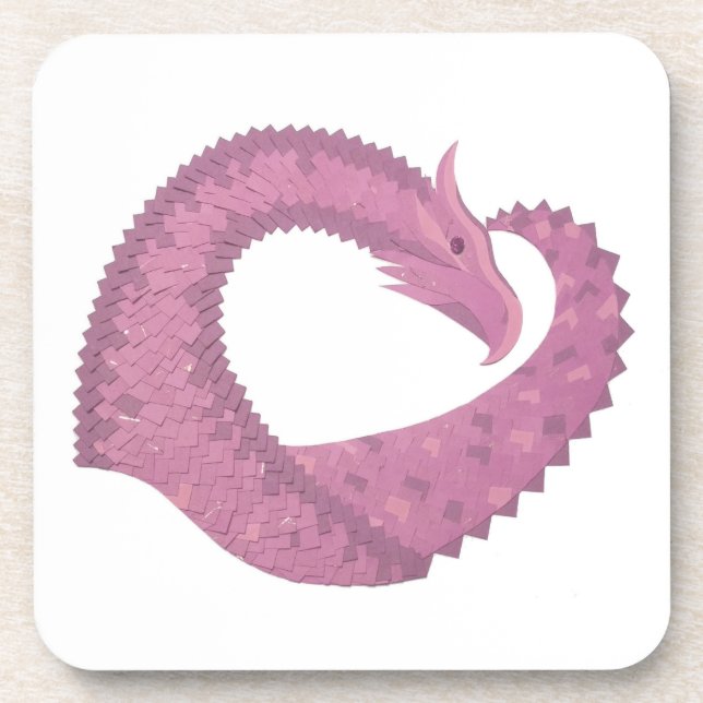 Mauve Herzdrache auf Weiß Getränkeuntersetzer (Vorderseite)