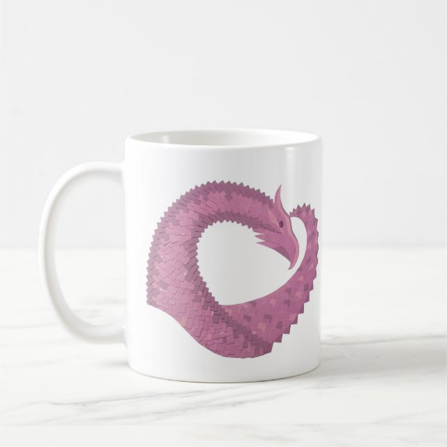Mauve Herzdrache auf Weiß Kaffeetasse (Links)
