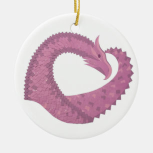 Mauve Herzdrache auf Weiß Keramikornament