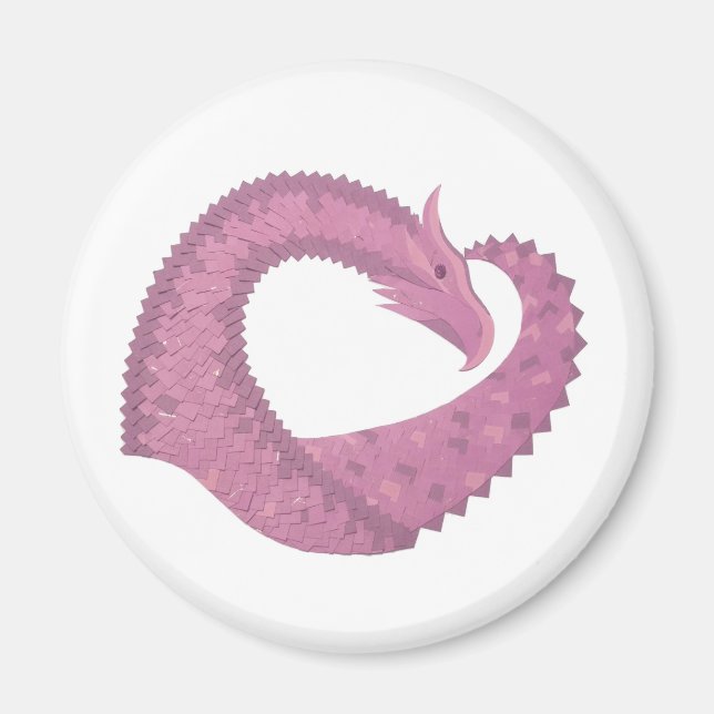 Mauve Herzdrache auf Weiß Magnet (Vorne)