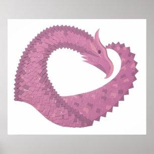 Mauve Herzdrache auf Weiß Poster