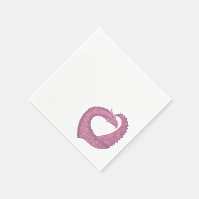 Mauve Herzdrache auf Weiß Serviette (Ecke)