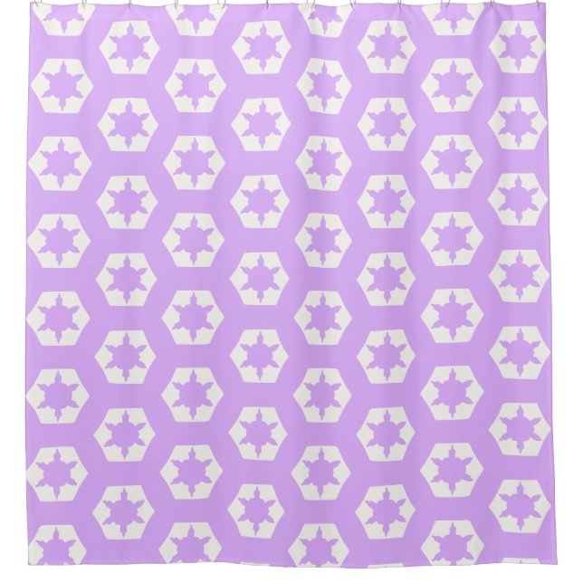 Mauve hexagon Wabenstarflake-Muster Duschvorhang (Vorderseite)