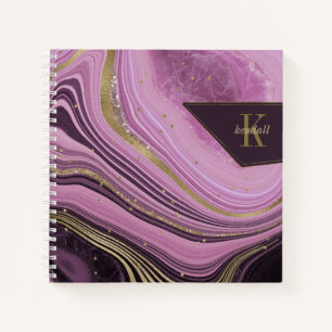 Mauve ID827 abstrakt Agate Monogram Notizbuch