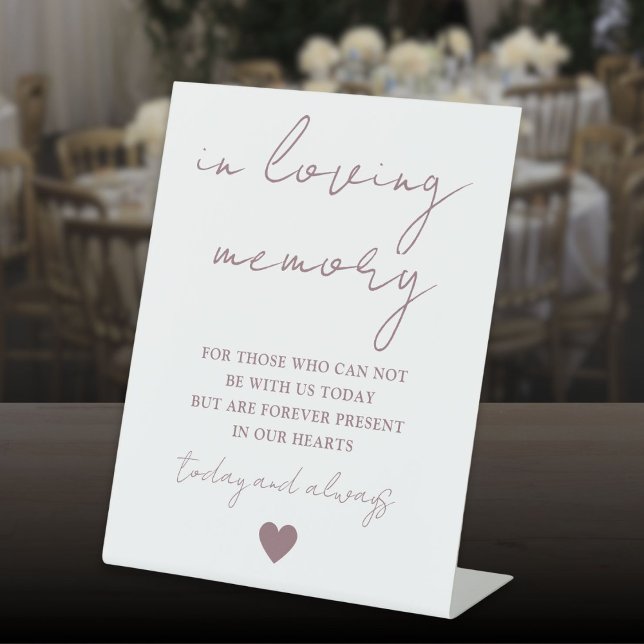 Mauve in Love Memory Elegantes Skript Sockelschild (Mauve In Loving Memory Elegant Script Pedestal Sign)