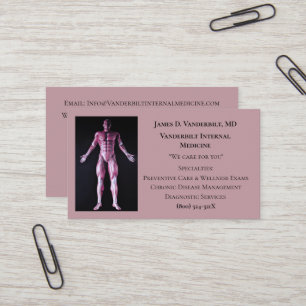 Mauve Internist DR Human Body Internal Medicine Visitenkarte
