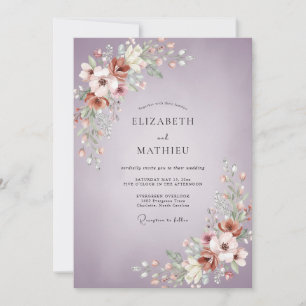 Mauve Kupfer-Pfingstrosen-Hochzeit Einladung