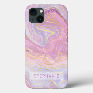 Mauve Lavendel Gold Personalisierter Marmor Strata Case-Mate iPhone Hülle