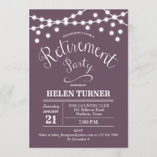 Mauve Lavender Rustic Rentirement Party Einladung