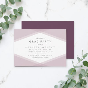 Mauve Layered Geometric & Dark Lila Grad Party Einladung