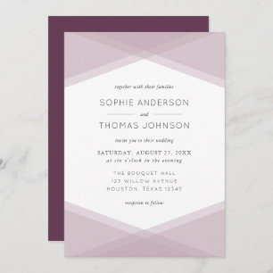 Mauve Layered Geometric & Dark Lila Wedding Einladung