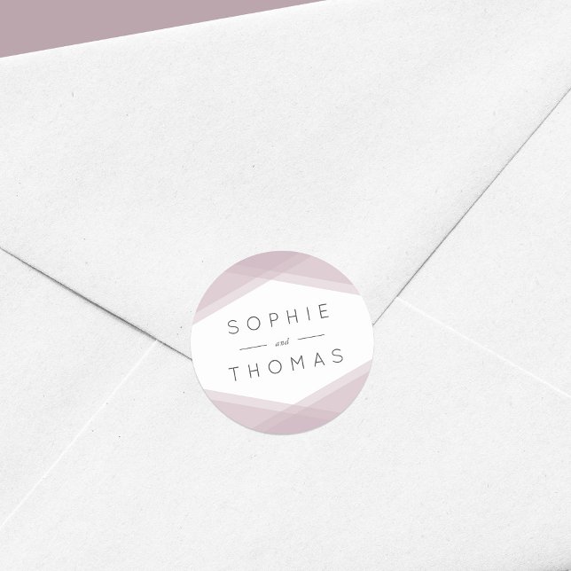 Mauve Layered Geometric Wedding Runder Aufkleber (Von Creator hochgeladen)