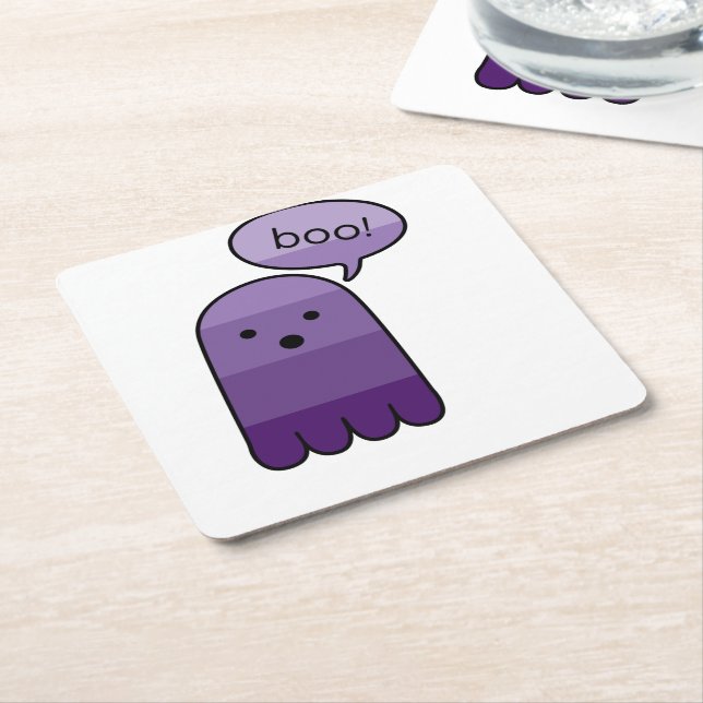 Mauve Lila Boo Ghost Square Paper Untersetzer (angewinkelt)