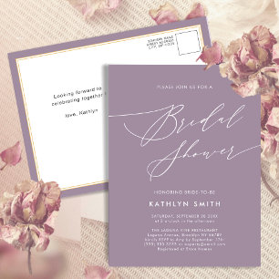 Mauve Lila Elegante Script Modernes Brautparty Einladungspostkarte