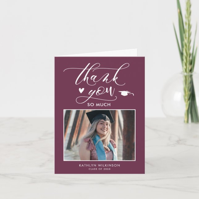 Mauve Lila Elegantes Skript Minimalistischer Absch Dankeskarte (Vorderseite)