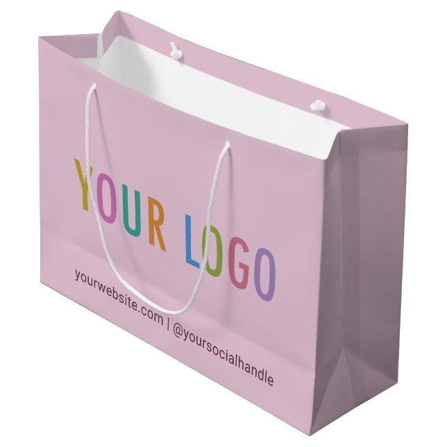 Mauve Lila Logo für das Business-Geschenktasche fü Große Geschenktüte (Vorderseite Schrägansicht)