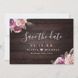 Mauve lila & maulbeerblumengeschmückte Hochzeit au Save The Date