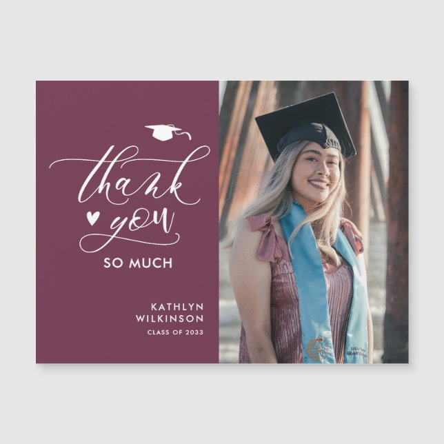 Mauve Lila Minimalistisch Foto Abschluss Vielen Da Magnetkarte (Vorderseite)