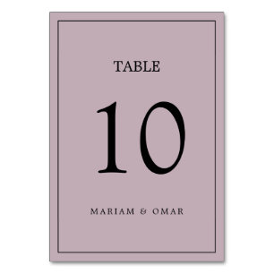 Mauve Lila Minimalistische Script Border Wedding Tischnummer