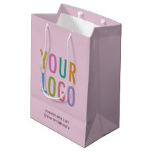 Mauve Lila Paper Gift Bag Custom Business Logo