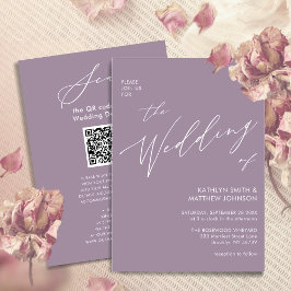 Mauve Lila QR-Code in einer modernen Hochzeit Einladung