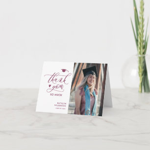 Mauve Lila Script Minimalistisch Foto Abschluss Dankeskarte