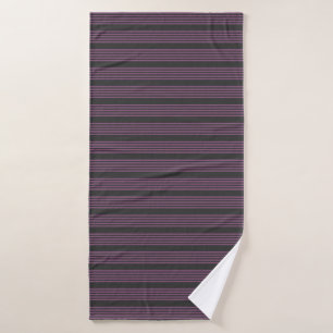 Mauve lila und Holzkohle 5 Streifen Muster Badehandtuch