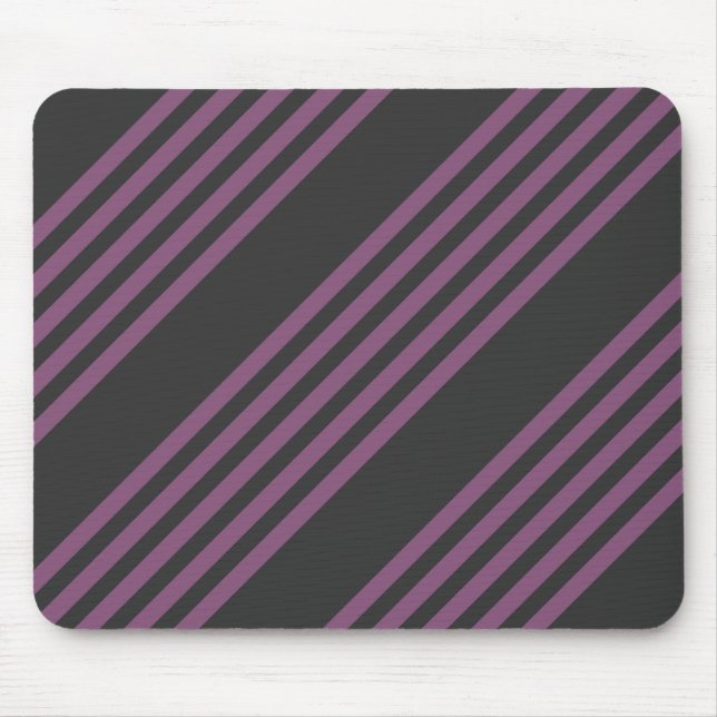 Mauve lila und Holzkohle 5 Streifen Muster Mousepad (Vorne)