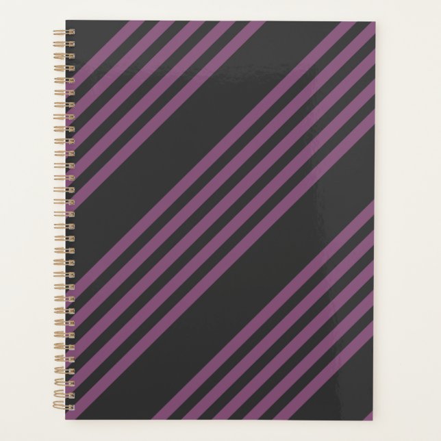 Mauve lila und Holzkohle 5 Streifen Muster Planer (Vorderseite)