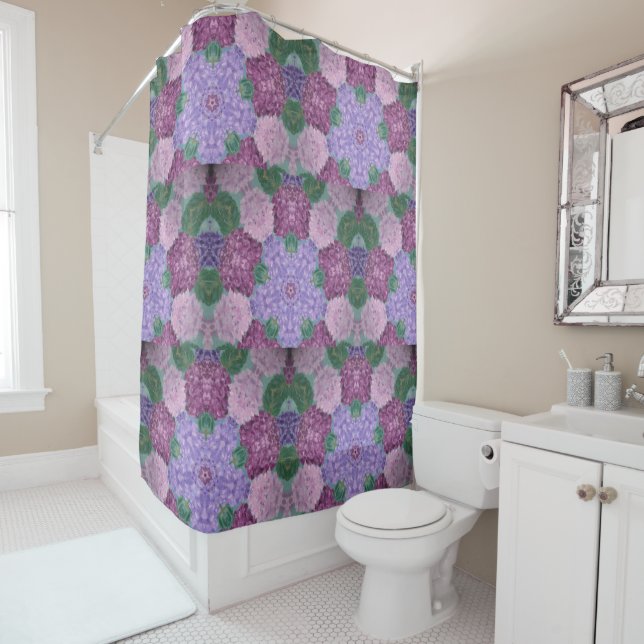 Mauve Lila und rosa Hydrangea Duschvorhang (Beispiel)