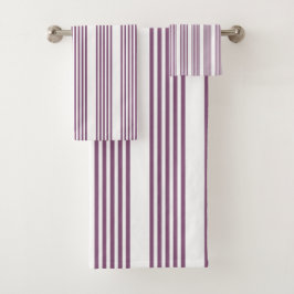 Mauve lila-weiß-Streifen Muster Badhandtuch Set