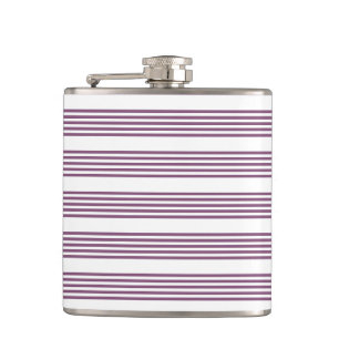 Mauve lila-weiß-Streifen Muster Flachmann