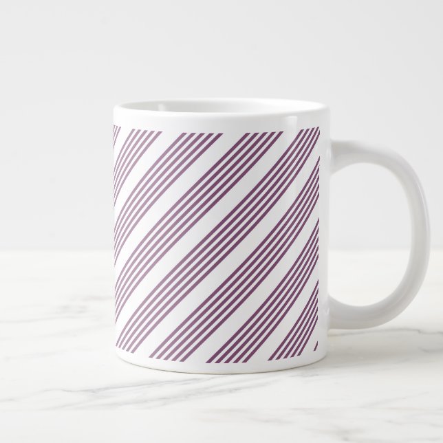 Mauve lila-weiß-Streifen Muster Jumbo-Tasse (Rechts)