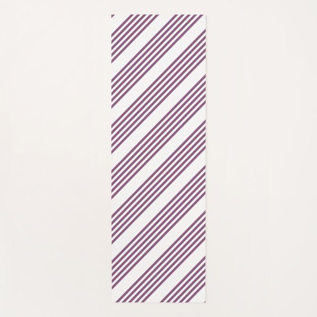 Mauve lila-weiß-Streifen Muster Yogamatte (Vorderseite)