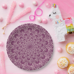 Mauve lila Wiederholung Blume florale botanische Pappteller