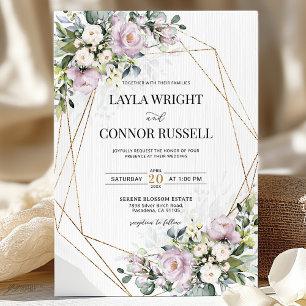 Mauve Lilac Floral Geometric Modern Wedding Einladung