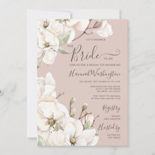 Mauve Magnolia Blume Bridal Tea Einladung