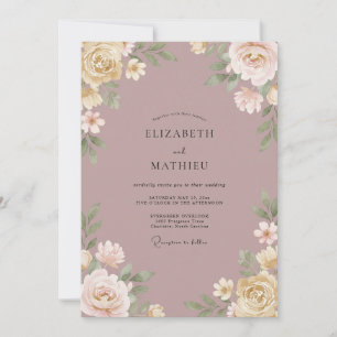 Mauve Malerische Blumige Hochzeit Einladung