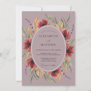 Mauve melancholische herbstliche Hochzeit Einladung