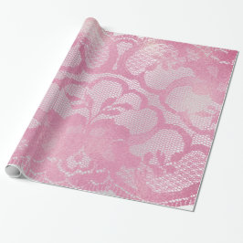 Mauve Metallic Gray Pink Rose Bridal Floral Lace Geschenkpapier