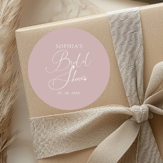 Mauve Minimalistisch Calligrafy Brautparty Runder Aufkleber