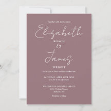 Mauve Minimalistisch Elegante Script Wedding